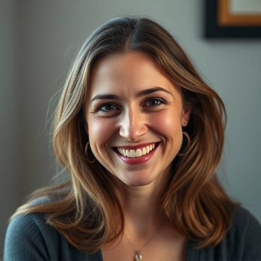 Portrait d'Isabelle Moreau, la fondatrice d'Évasion Franäaise, souriant chaleureusement.